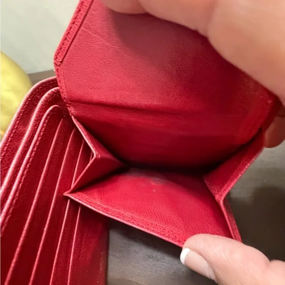 Yves Saint Laurent Scarlet Leather Wallet with Gold Detail - Picture 7 of 8